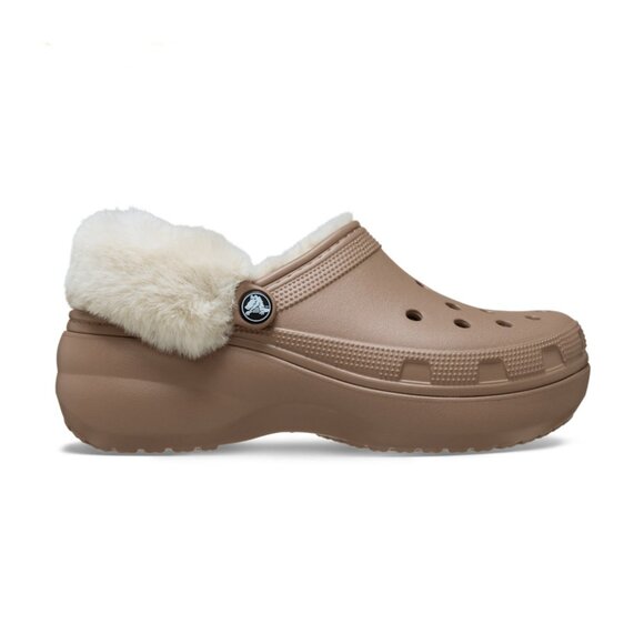 NEW CROCS Sizes 9, 10 Women's Classic Platform Fuzz Lined Clog - Latte - Picture 6 of 6
